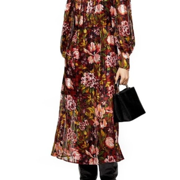 NEW TOPSHOP Fallen Floral Jacquard MIDI DRESS US4 - Picture 2 of 6
